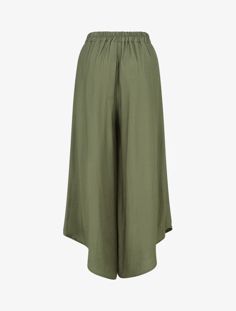 Weite Hose mit asymmetrischen Kanten - Kaki