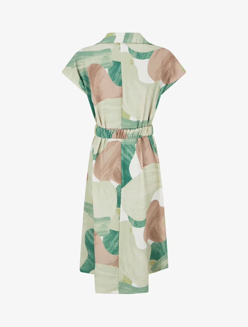Gerades Kleid mit Gürtel - Grün