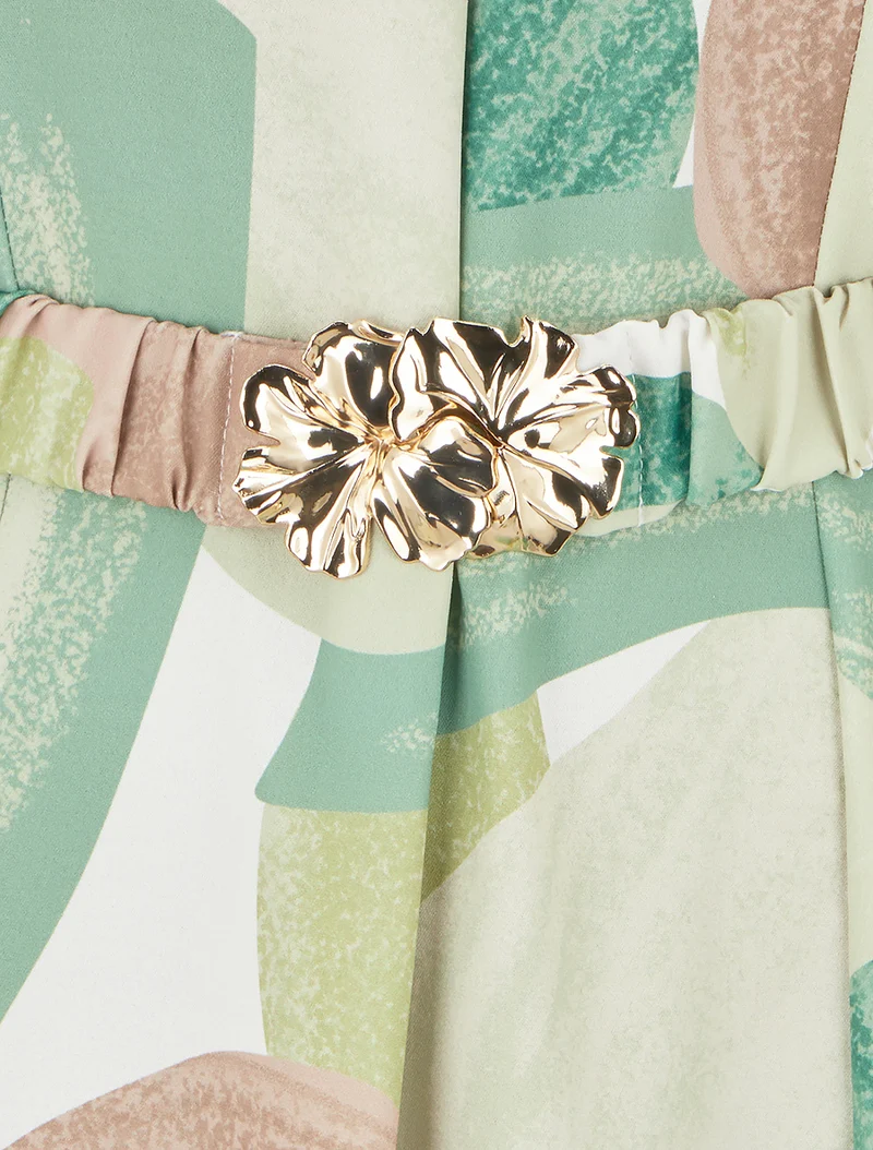 Gerades Kleid mit Gürtel - Grün