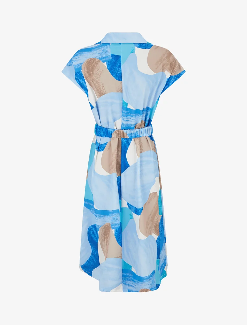 Gerades Kleid mit Gürtel - Blau