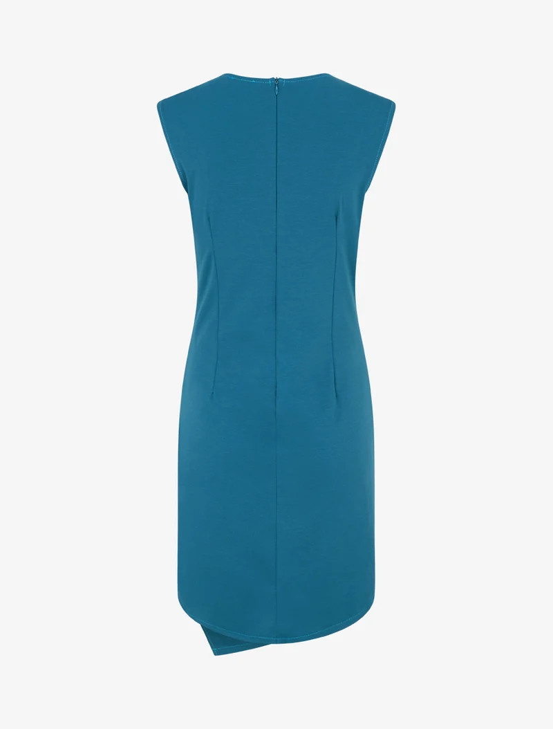 Ärmelloses Wickelkleid einfarbig - Entenblau