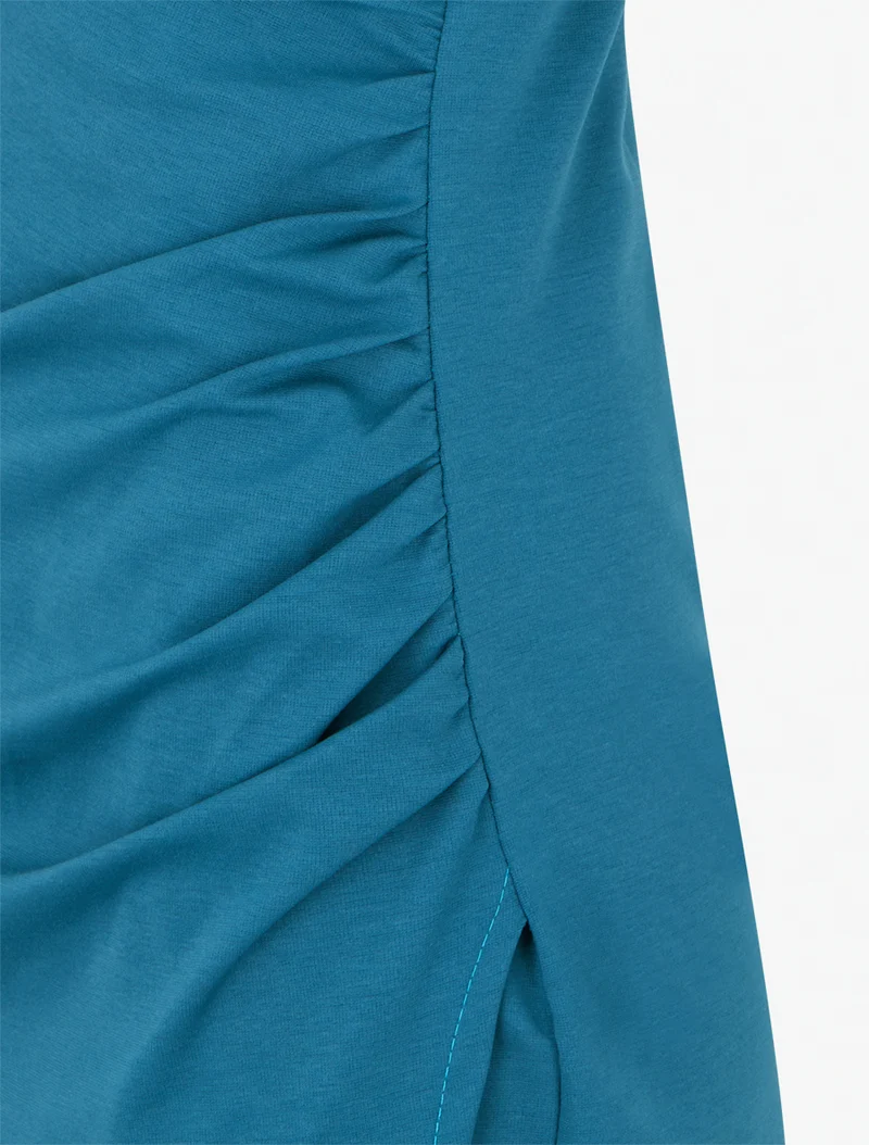 Ärmelloses Wickelkleid einfarbig - Entenblau