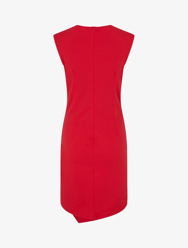 Ärmelloses Wickelkleid einfarbig - Rot