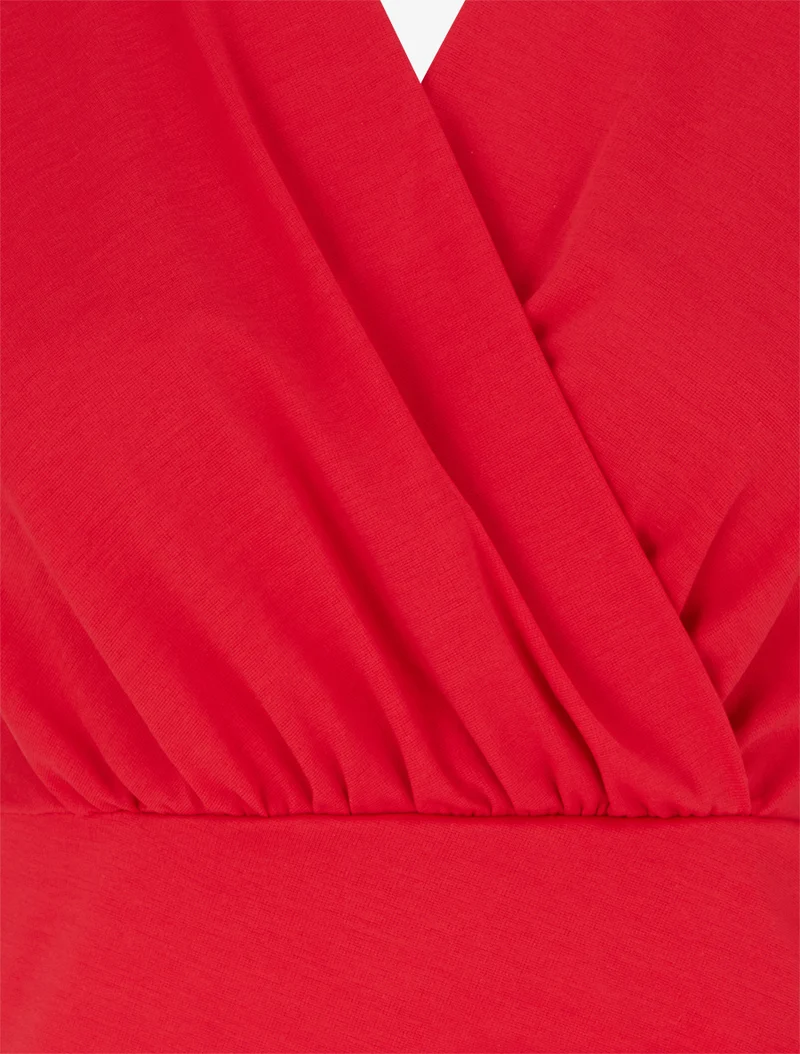 Ärmelloses Wickelkleid einfarbig - Rot
