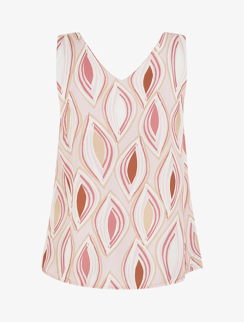 Bedrucktes Satin-Top mit Schmuckdetails. - Rose
