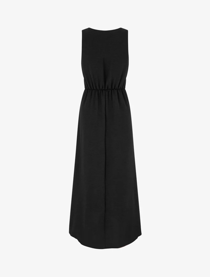 Langes Kleid mit Bindebändern - Schwarz