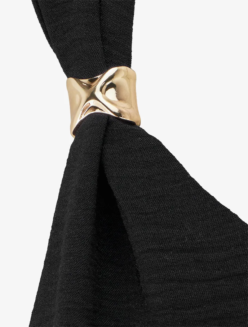 Langes Kleid mit Bindebändern - Schwarz