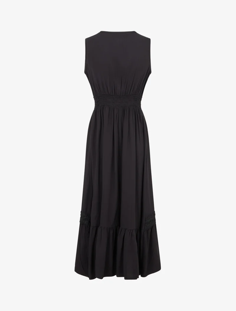 Ärmelloses Kleid mit Stickereien - Schwarz