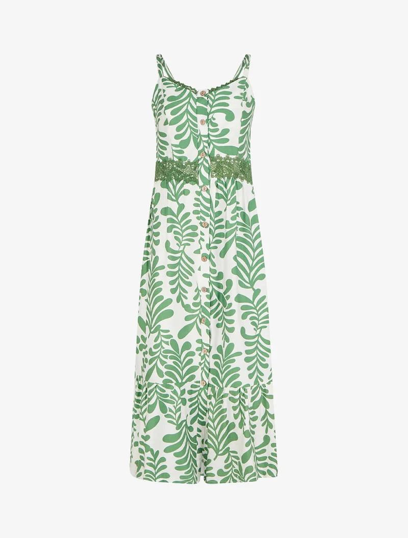 Ausgestelltes Kleid mit Fantasiemuster - Grün