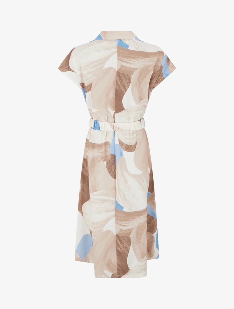 Gerades Kleid mit Gürtel - Beige