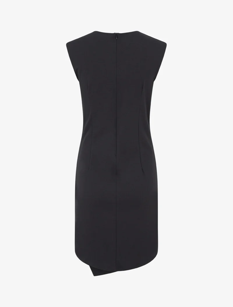 Ärmelloses Wickelkleid einfarbig - Schwarz