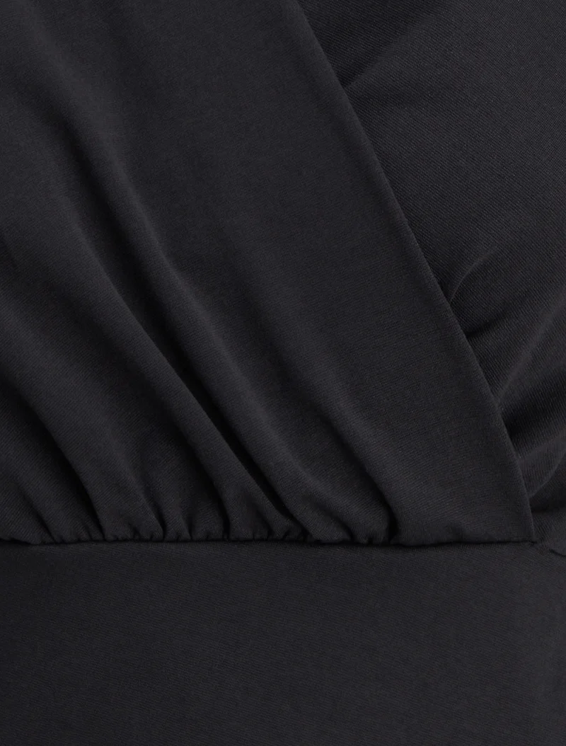 Ärmelloses Wickelkleid einfarbig - Schwarz