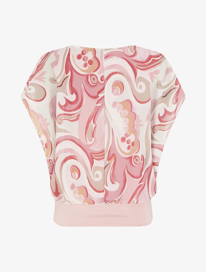 Kurzarm-Top mit Arabeskenmuster - Rose