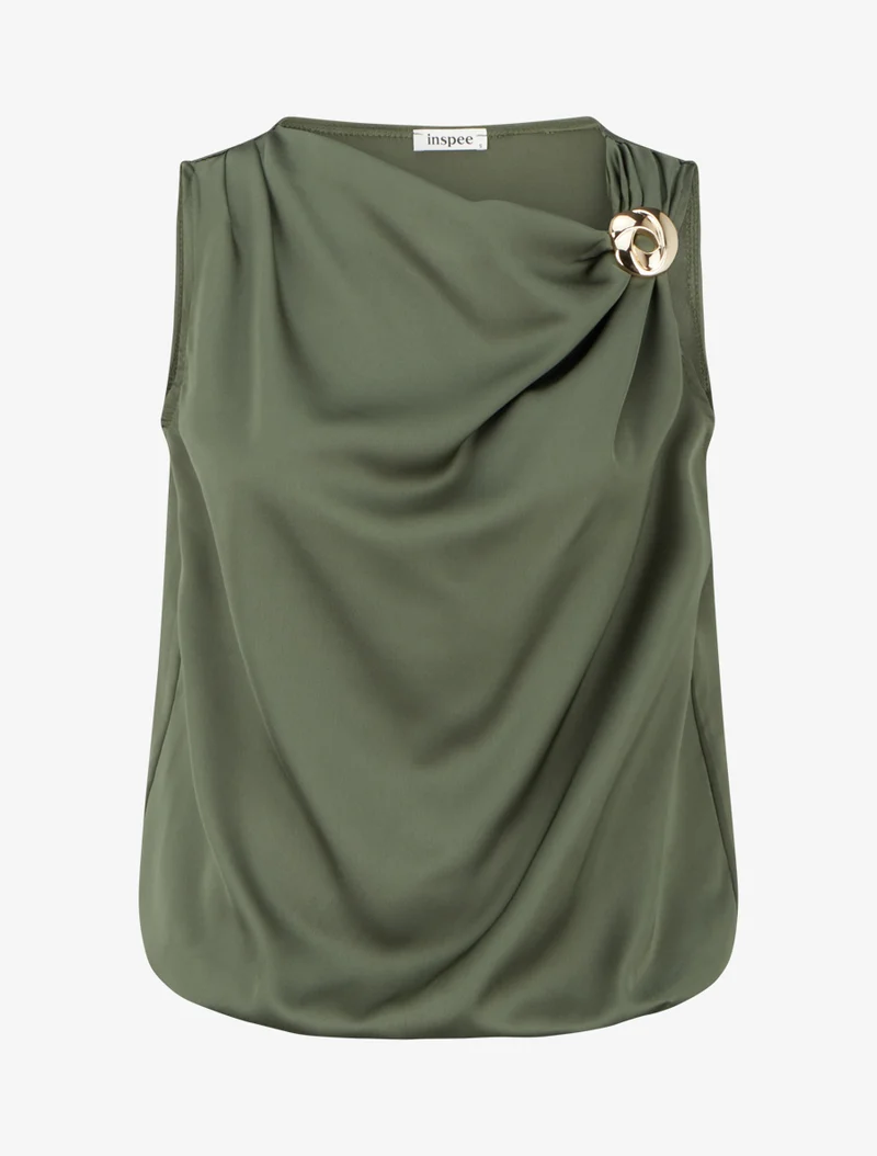 Satinierte Top-Kugel mit Metallschmuck - Kaki