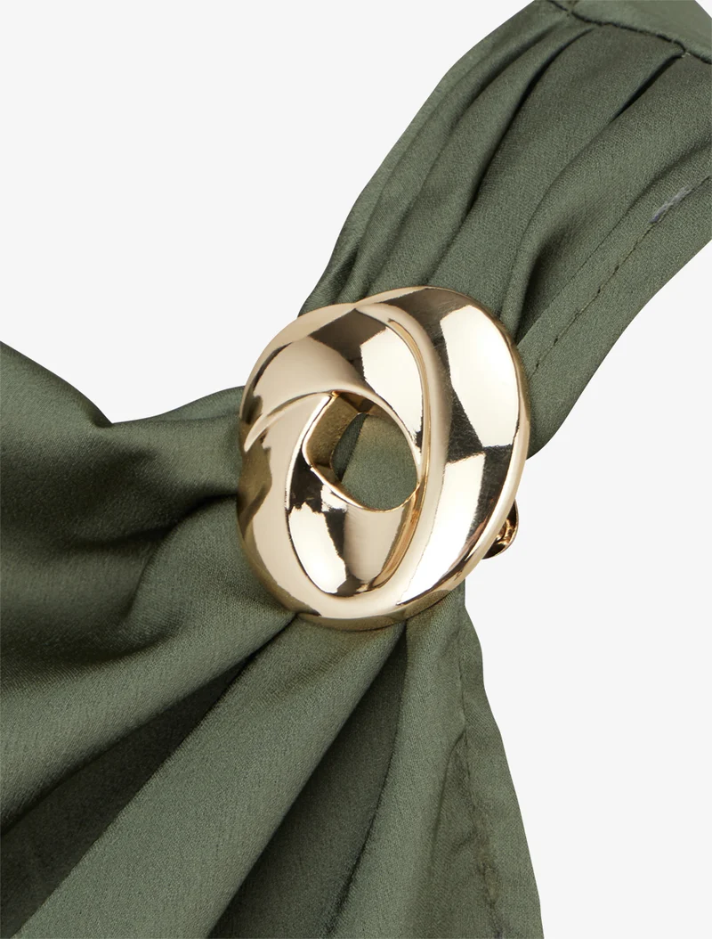 Satinierte Top-Kugel mit Metallschmuck - Kaki