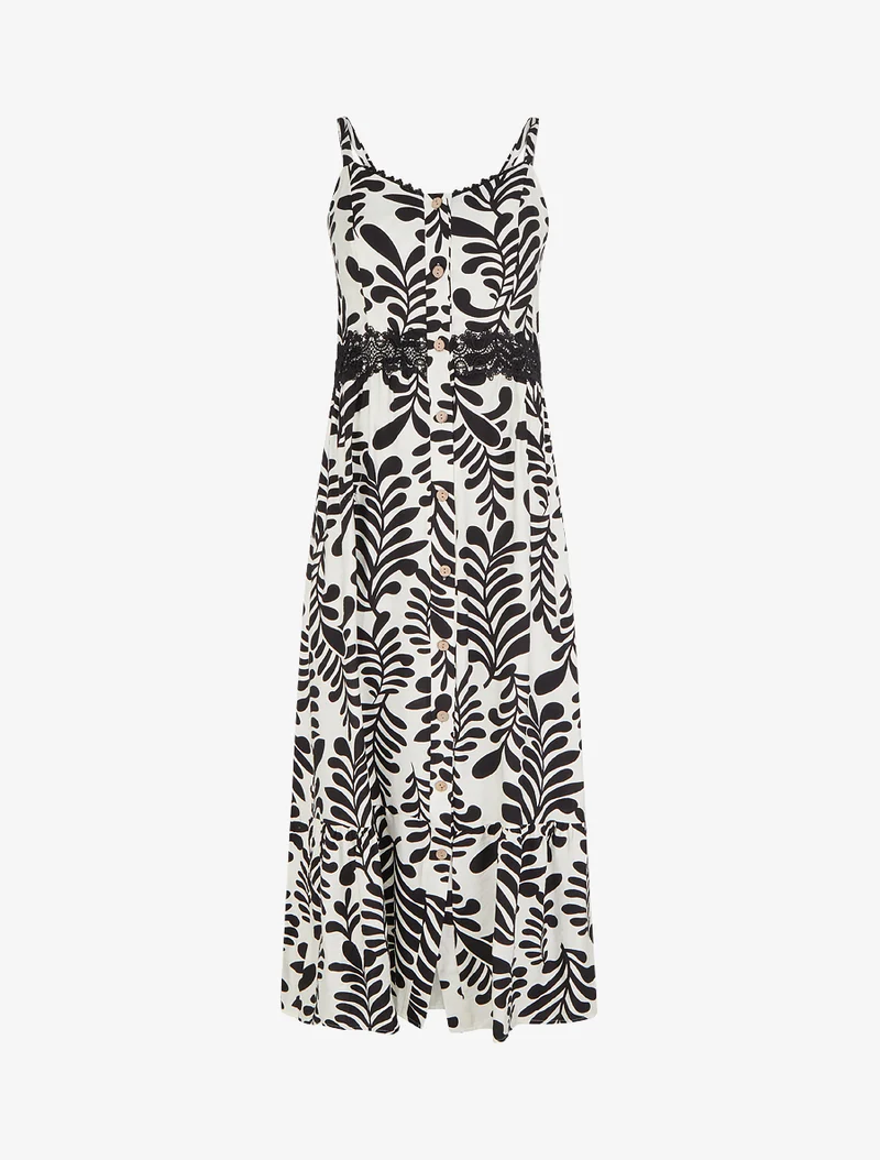 Ausgestelltes Kleid mit Fantasiemuster - Schwarz
