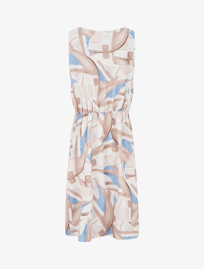Gerade geschnittenes Kleid mit elastischer Taille - Beige