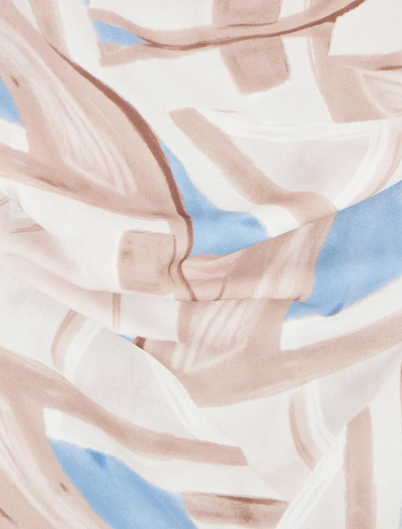 Gerade geschnittenes Kleid mit elastischer Taille - Beige