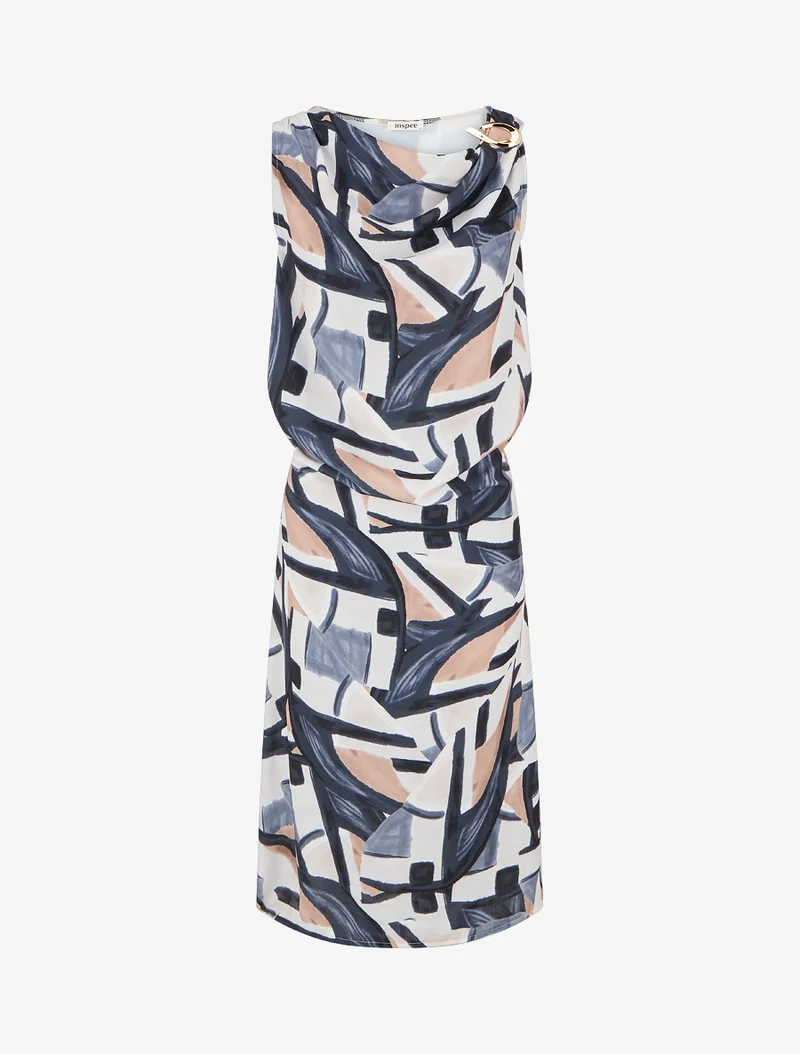 Gerade geschnittenes Kleid mit elastischer Taille - Schwarz