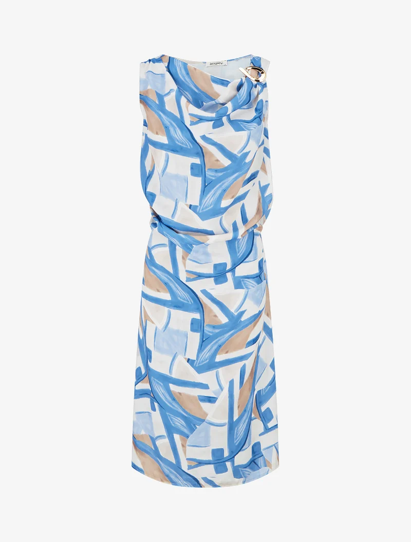 Gerade geschnittenes Kleid mit elastischer Taille - Blau