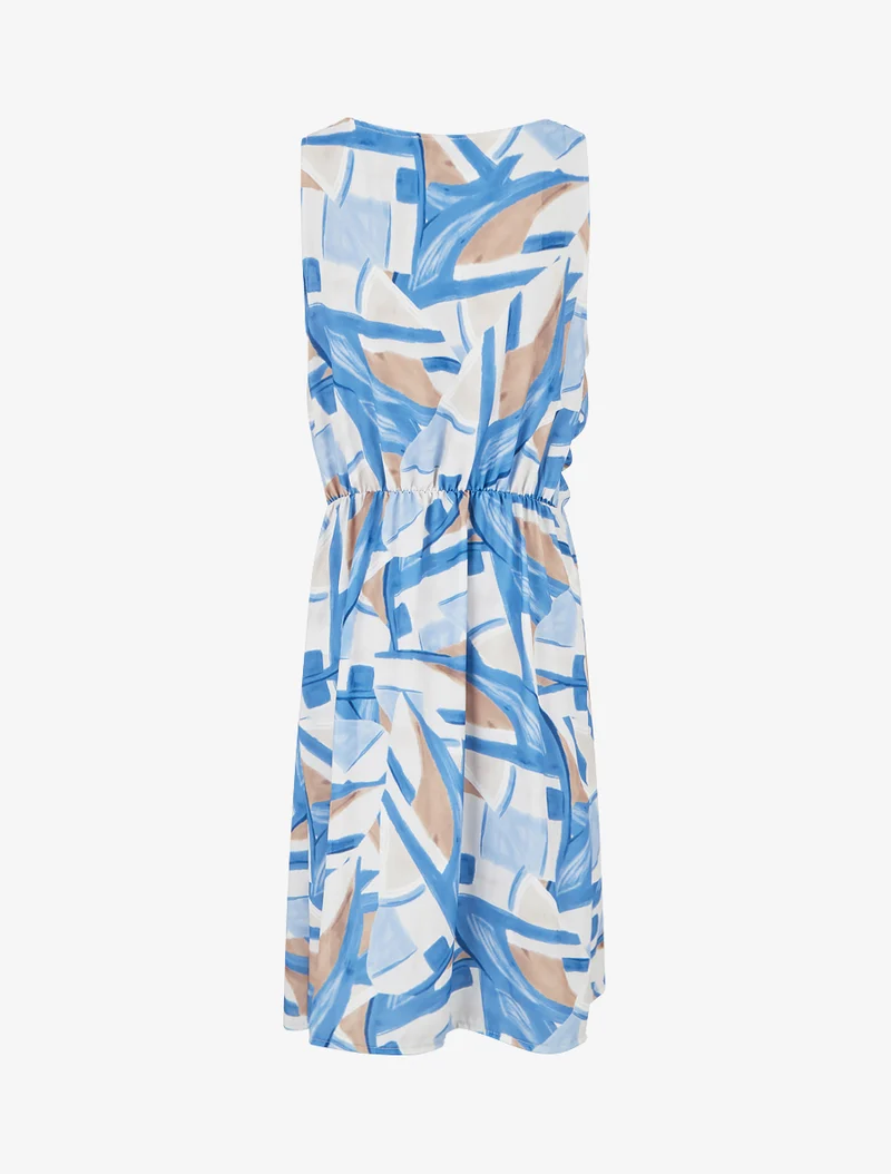 Gerade geschnittenes Kleid mit elastischer Taille - Blau