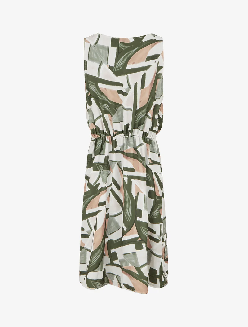 Gerade geschnittenes Kleid mit elastischer Taille - Kaki