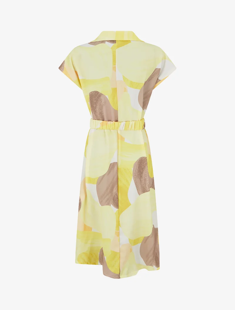 Gerades Kleid mit Gürtel - Gelb