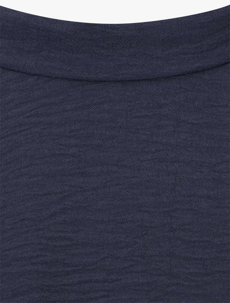 Ärmelloses, ausgestelltes Kleid mit gerafften Schultern - Marine
