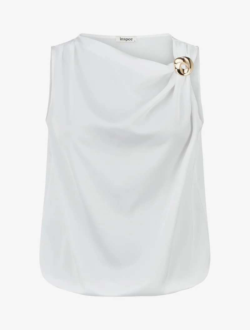 Satinierte Top-Kugel mit Metallschmuck - Weiß