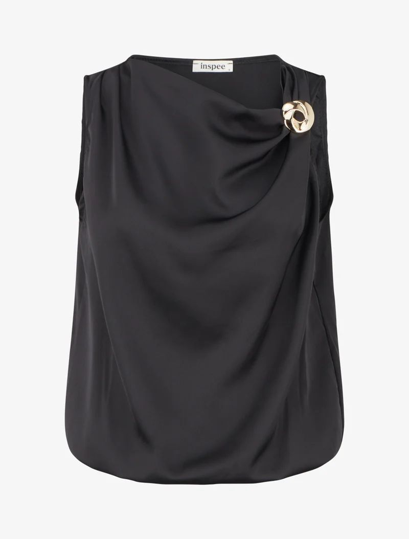Satinierte Top-Kugel mit Metallschmuck - Schwarz