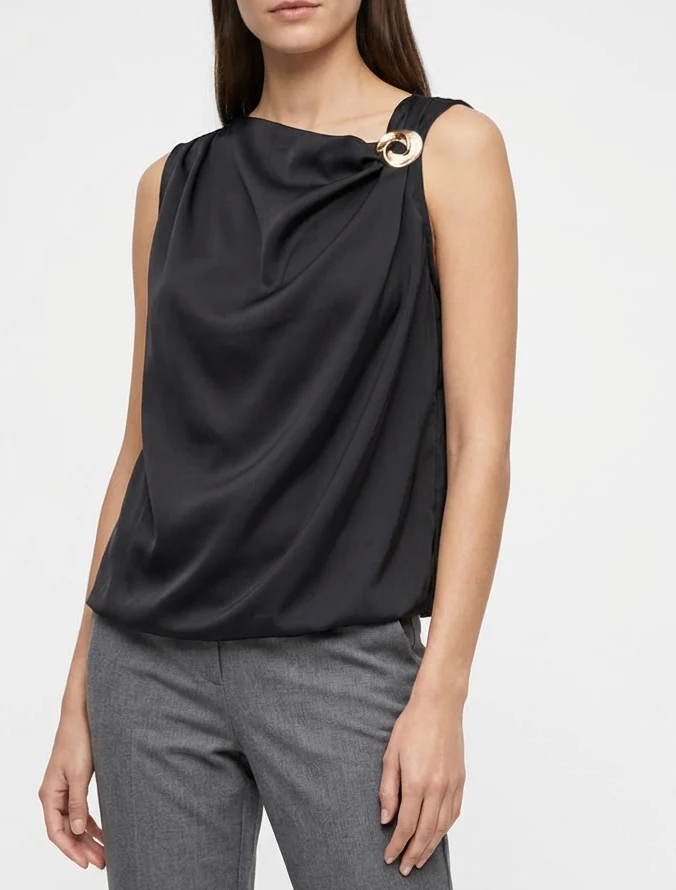 Satinierte Top-Kugel mit Metallschmuck - Schwarz