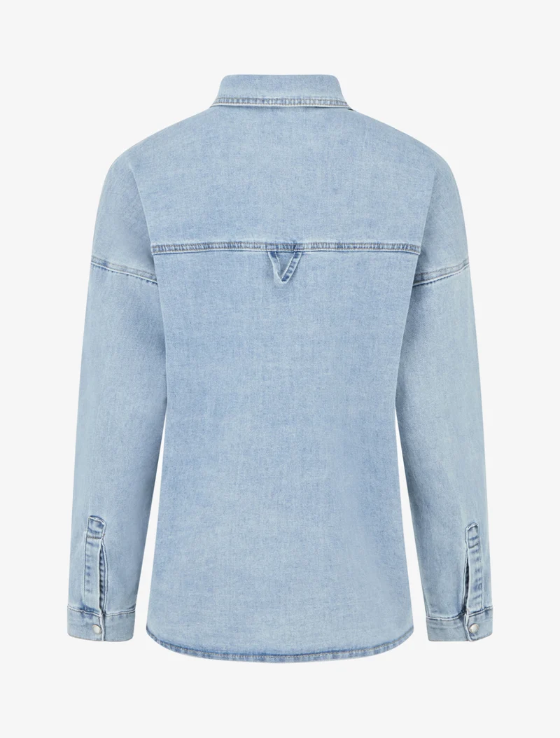 Gerade geschnittenes Jeanshemd - Hellblau