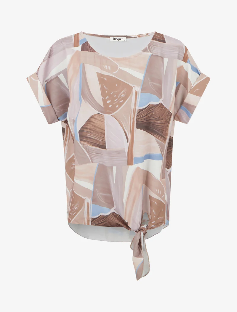 Abstrakt bedrucktes Bindetop. - Beige