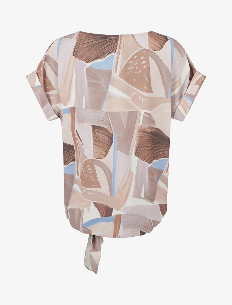 Abstrakt bedrucktes Bindetop. - Beige