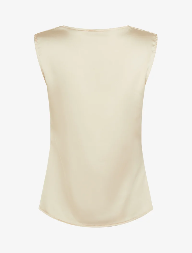 Satinoberteil mit Wasserfallausschnitt - Beige