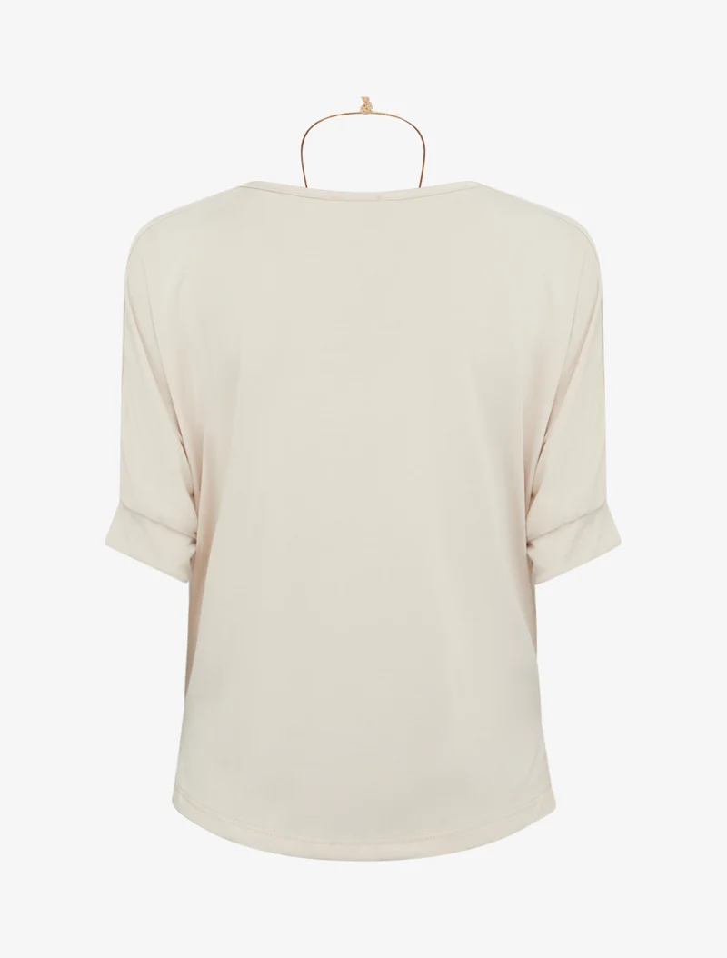 Oberteil mit Wasserfallausschnitt - Beige
