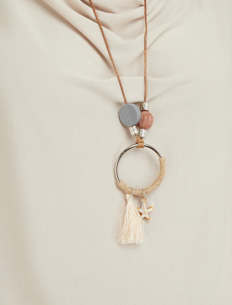 Oberteil mit Wasserfallausschnitt - Beige