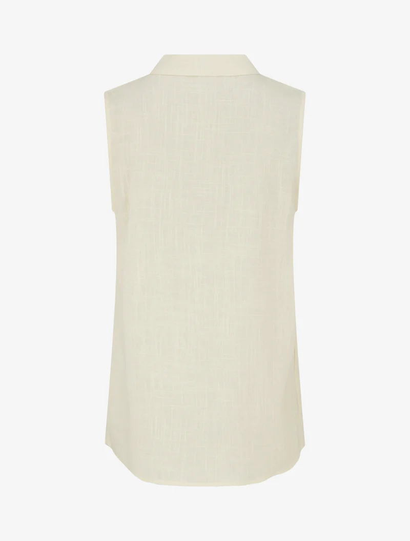 Ärmelloses Top aus Leinenmischung, rechteckiger Schnitt - Beige