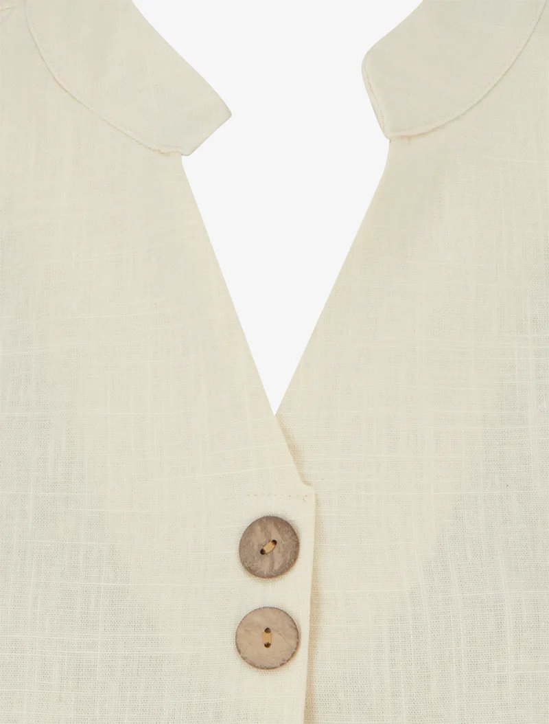 Ärmelloses Top aus Leinenmischung, rechteckiger Schnitt - Beige