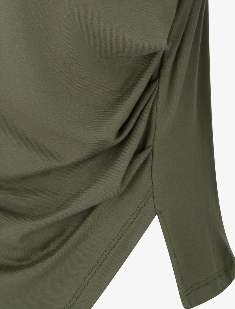 Asymmetrisches Top mit Rundhalsausschnitt - Kaki