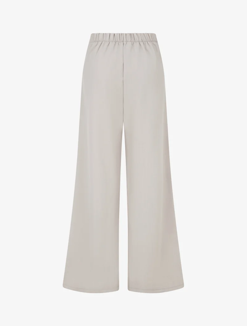 Weit geschnittene Hose mit hohem Bund und Zierschnalle - Beige