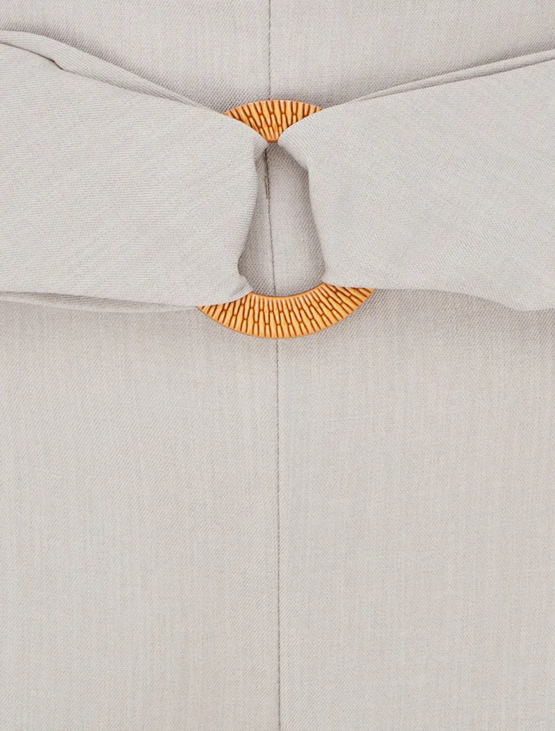 Weit geschnittene Hose mit hohem Bund und Zierschnalle - Beige