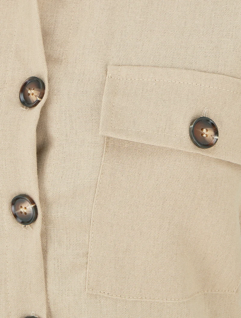 Ärmelloses Hemdkleid in gerader Schnittform - Beige