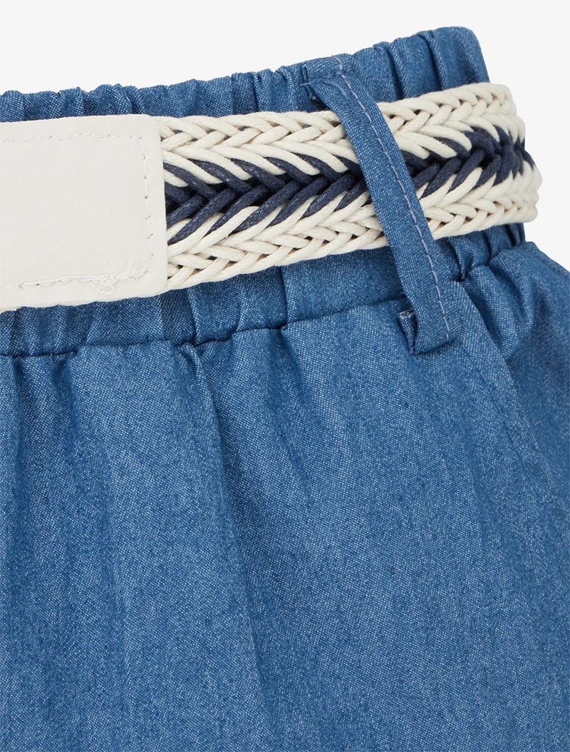 Weite Hose mit hoher, taillierter Taille - Denimblau