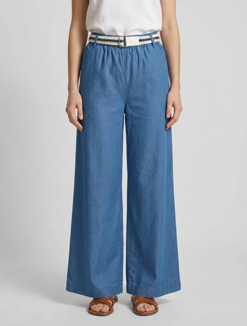 Weite Hose mit hoher, taillierter Taille - Denimblau