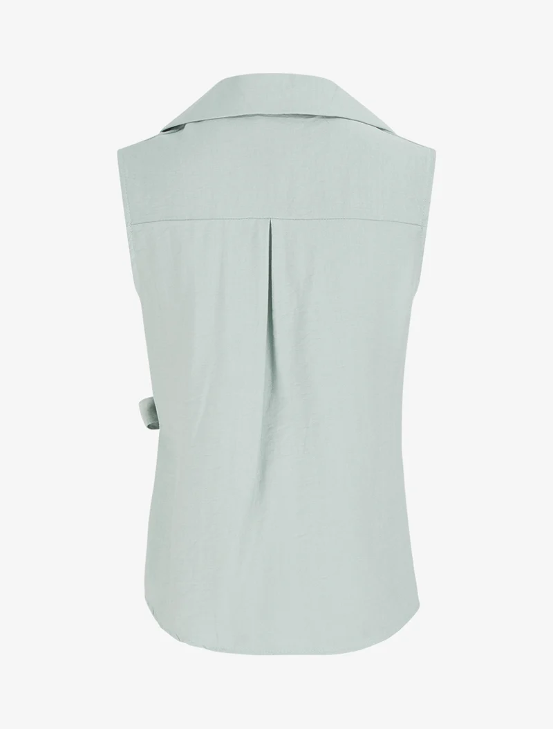 Ärmellose Bluse mit Drapierungseffekt - Wassergrün