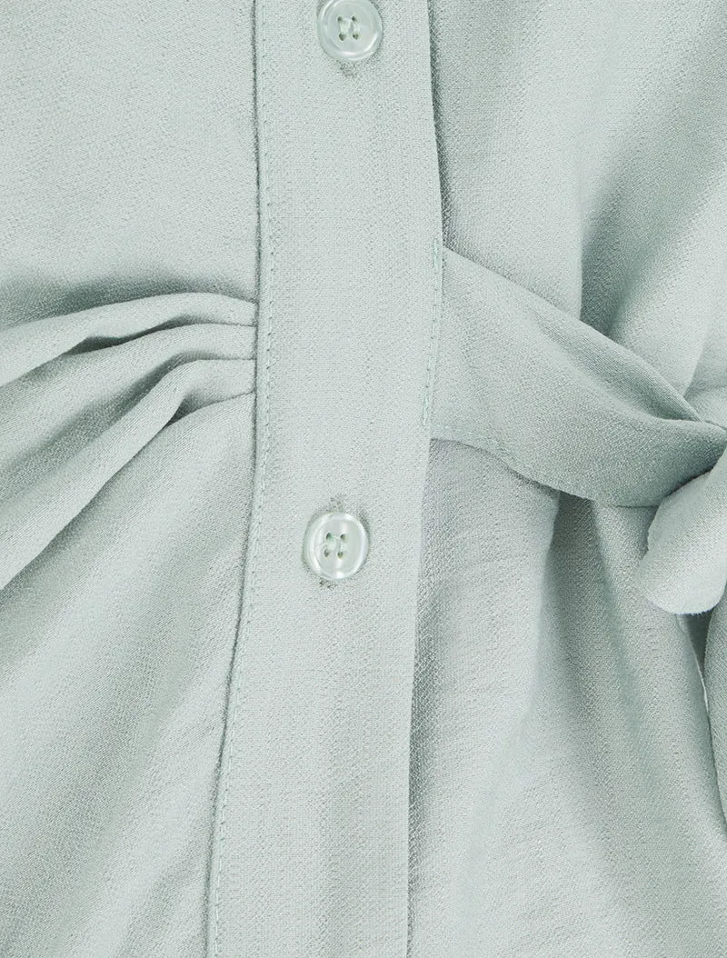 Ärmellose Bluse mit Drapierungseffekt - Wassergrün
