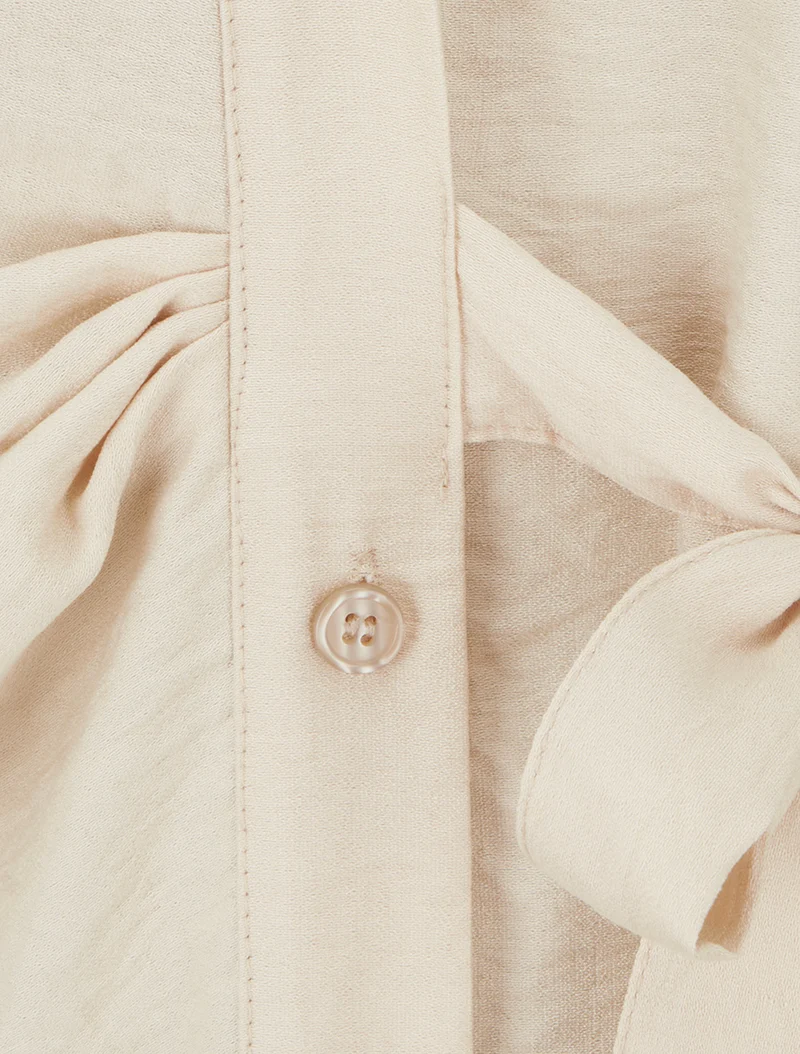 Ärmellose Bluse mit Drapierungseffekt - Beige