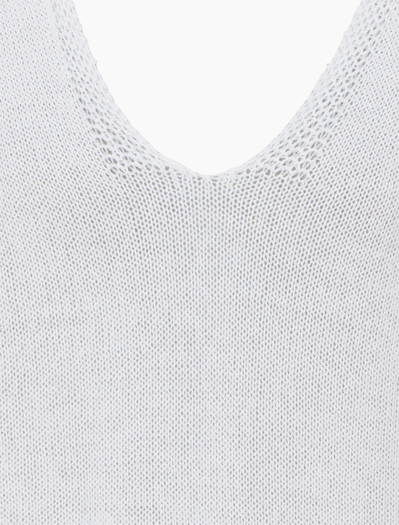 Kurzärmeliges Stricktop - Weiß
