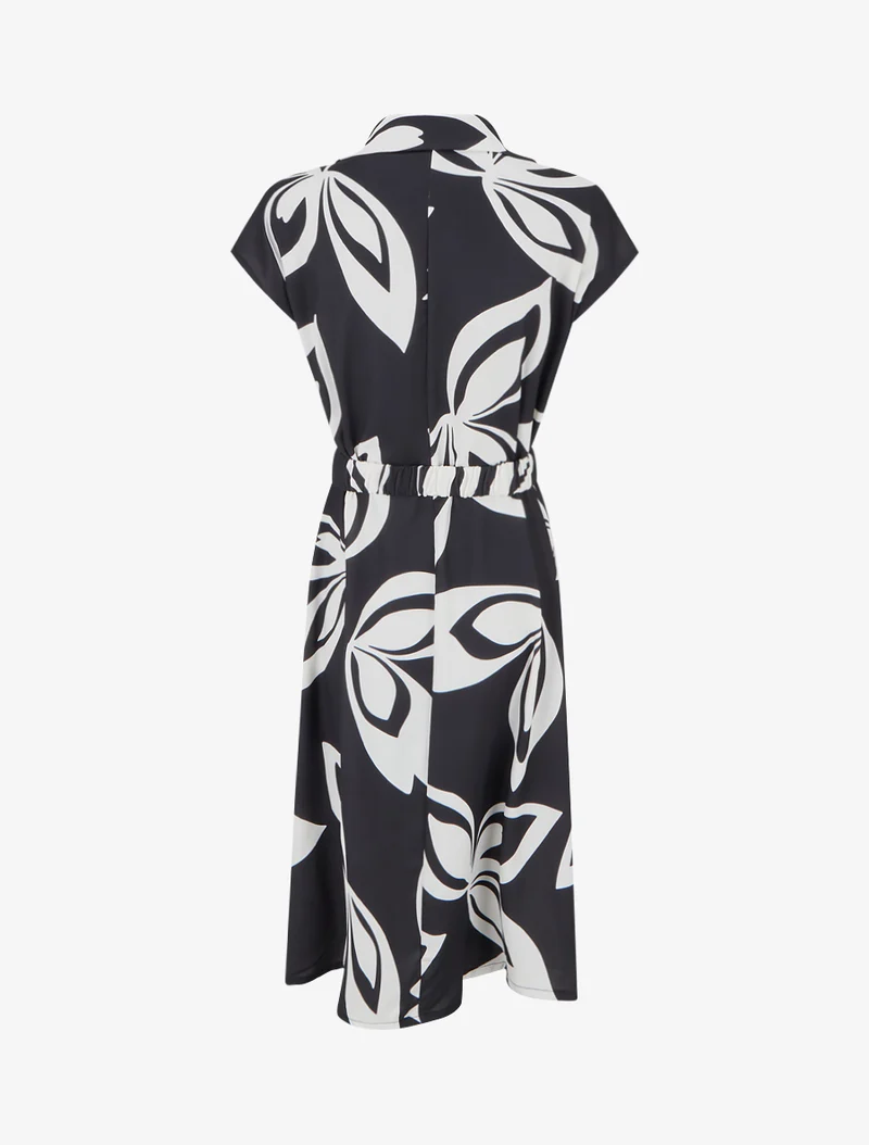 Gerades Kleid mit Gürtel - Schwarz